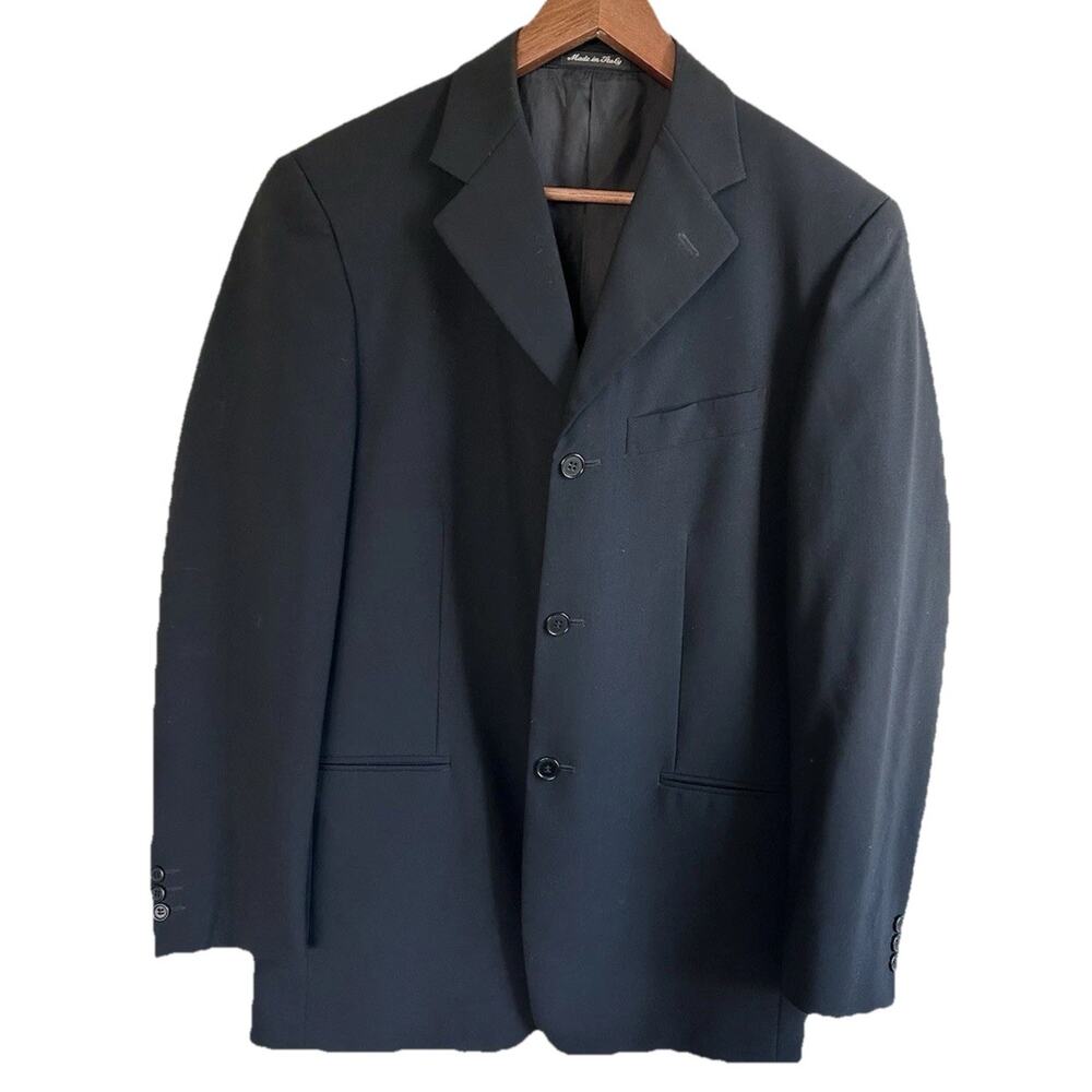 Pal Zileri Black Wool Blazer Mens 38R Sport Coat 3 Button Made in Italy 48 EU